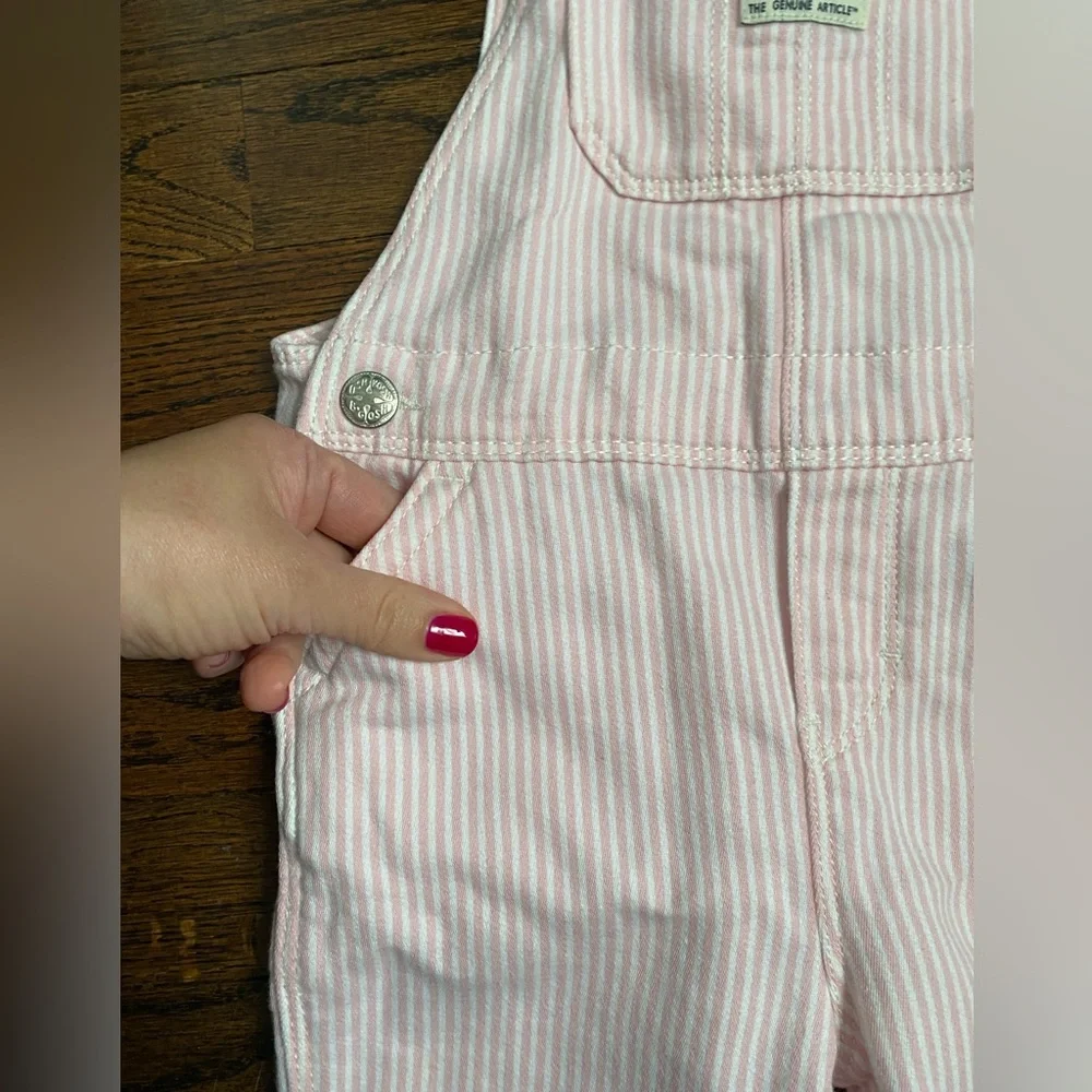 OshKosh B'gosh- toddler girl Overalls 4T pink stripe spring summer pinstripe